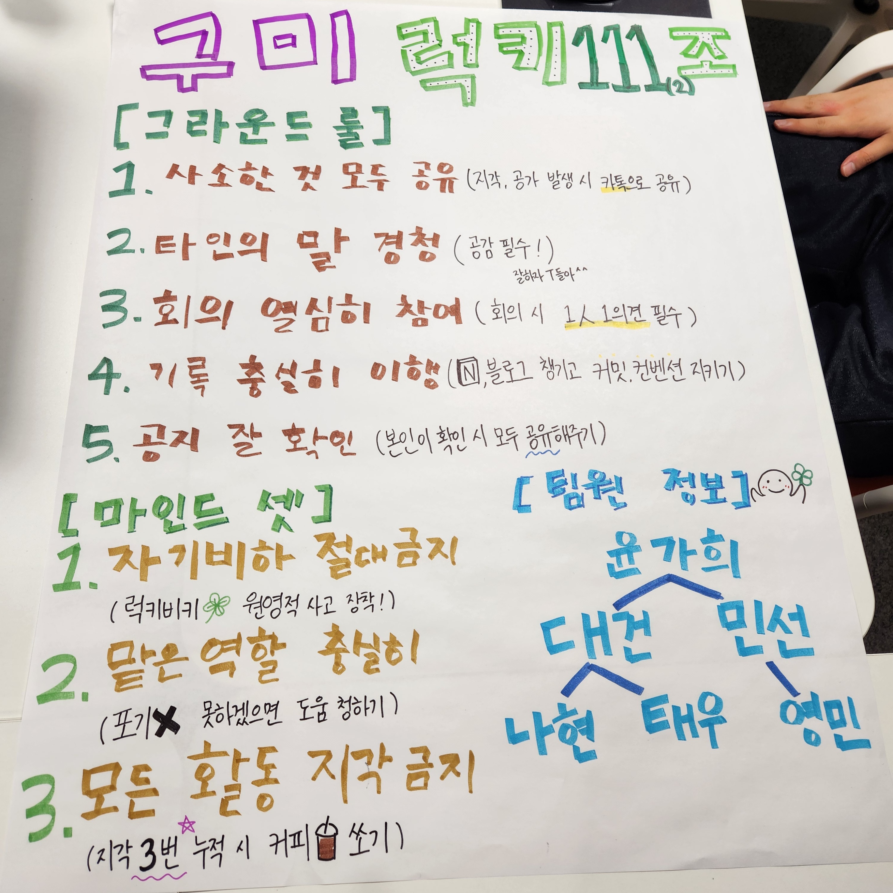 그라운드 룰 및 마인드 셋